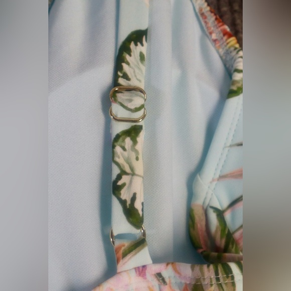 Kona Sol Women’s One Piece Blue Hawaiian Palm Floral Swimsuit Size XL 16-18 NWT - Picture 4 of 13